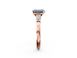 Rose gold Fancy Blue Emerald  Cut Diamond Solitaire Ring with Tapered Baguette Accents and Four-Prong Setting_66