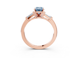 Rose gold Fancy Blue Emerald  Cut Diamond Solitaire Ring with Tapered Baguette Accents and Four-Prong Setting_67