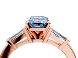 Rose gold Fancy Blue Emerald  Cut Diamond Solitaire Ring with Tapered Baguette Accents and Four-Prong Setting_68