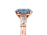 Rose gold Fancy Blue Emerald  Cut Diamond Solitaire Ring with Tapered Baguette Accents and Four-Prong Setting_69