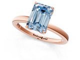 Rose gold Fancy Blue Emerald Cut Diamond Solitaire Ring with Thin Band and Prong Setting_13