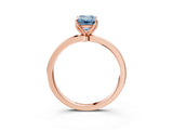 Rose gold Fancy Blue Emerald Cut Diamond Solitaire Ring with Thin Band and Prong Setting_15