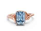 Rose gold Fancy Blue Emerald Cut Diamond Solitaire Ring with Twist Band and Four-Prong Setting_70