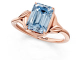 Rose gold Fancy Blue Emerald Cut Diamond Solitaire Ring with Twist Band and Four-Prong Setting_71