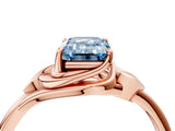 Rose gold Fancy Blue Emerald Cut Diamond Solitaire Ring with Twist Band and Four-Prong Setting_74