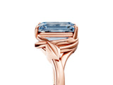 Rose gold Fancy Blue Emerald Cut Diamond Solitaire Ring with Twist Band and Four-Prong Setting_75