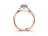 Rose gold Fancy Blue Emerald Cut Diamond Solitaire Twist Band Prong Setting Ring_57