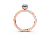 Rose gold Fancy Blue Emerald  Cut Diamond Solitaire with Pave Band and Four-Prong Setting 3