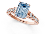 Rose gold Fancy Blue Emerald  Cut Diamond Solitaire with Pave Band and Four-Prong Setting_120
