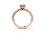 Rose gold Fancy Blue Emerald Cut Diamond Solitaire with Side Stones, Pave Band, Four-Prong Setting_79