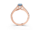Rose gold Fancy Blue Emerald Cut Diamond Split Shank Pavé Engagement Ring with Four-Prong Setting_64