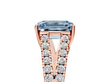 Rose gold Fancy Blue Emerald Cut Diamond Split Shank Pavé Engagement Ring with Four-Prong Setting_66