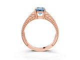 Rose gold Fancy Blue Emerald Cut Diamond Split Shank Ring with Pavé Band and Four-Prong Setting_47