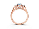 Rose gold Fancy Blue Emerald Cut Diamond Three-Stone Engagement Ring with Prong Setting and Pavé Band_3