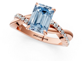 Rose gold Fancy Blue Emerald  Cut Diamond Twist Band Solitaire with Prong Setting_56