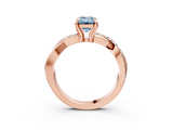 Rose gold Fancy Blue Emerald  Cut Diamond Twist Band Solitaire with Prong Setting_58