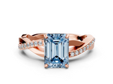 Rose gold Fancy Blue Emerald  Cut Diamond Twisted Band Engagement Ring with Prong Setting_3