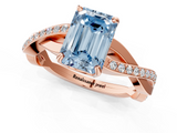 Rose gold Fancy Blue Emerald  Cut Diamond Twisted Band Engagement Ring with Prong Setting_4