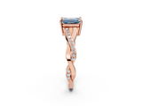 Rose gold Fancy Blue Emerald  Cut Diamond Twisted Band Engagement Ring with Prong Setting_5