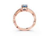 Rose gold Fancy Blue Emerald  Cut Diamond Twisted Band Engagement Ring with Prong Setting_6