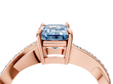 Rose gold Fancy Blue Emerald  Cut Diamond Twisted Band Engagement Ring with Prong Setting_7