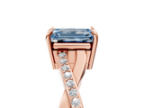 Rose gold Fancy Blue Emerald  Cut Diamond Twisted Band Engagement Ring with Prong Setting_8