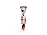 Rose gold Fancy Blue Emerald  Cut Diamond Twisted Band with Pavé Setting and Four-Prong Setting_22