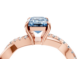 Rose gold Fancy Blue Emerald  Cut Diamond Twisted Band with Pavé Setting and Four-Prong Setting_24
