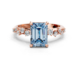 Rose gold Fancy Blue Emerald  Cut Diamond Vine Band with Four-Prong Setting_71
