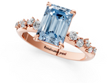 Rose gold Fancy Blue Emerald  Cut Diamond Vine Band with Four-Prong Setting_72