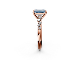 Rose gold Fancy Blue Emerald  Cut Diamond Vine Band with Four-Prong Setting_73