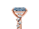 Rose gold Fancy Blue Emerald  Cut Diamond Vine Band with Four-Prong Setting_76