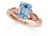 Rose gold Fancy Blue Emerald  Cut Diamond with Milgrain Marquise and Bezel Accents on a Solitaire Band with Prong Setting_178