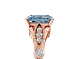 Rose gold Fancy Blue Emerald  Cut Diamond with Milgrain Marquise and Bezel Accents on a Solitaire Band with Prong Setting_182