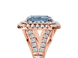 Rose gold Fancy Blue Emerald  Cut Double Halo Split Shank Diamond Ring with Prong Setting_76