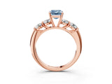 Rose gold Fancy Blue Emerald  Cut Five-Stone Prong Set Diamond Ring with Classic Band_34