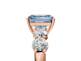 Rose gold Fancy Blue Emerald  Cut Five-Stone Prong Set Diamond Ring with Classic Band_36