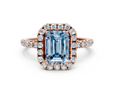 Rose gold Fancy Blue Emerald  Cut Halo Diamond Engagement Ring with Pave Band and Four-Prong Setting_20
