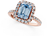 Rose gold Fancy Blue Emerald  Cut Halo Diamond Engagement Ring with Pave Band and Four-Prong Setting_21