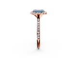 Rose gold Fancy Blue Emerald  Cut Halo Diamond Engagement Ring with Pave Band and Four-Prong Setting_22