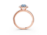 Rose gold Fancy Blue Emerald  Cut Halo Diamond Engagement Ring with Pave Band and Four-Prong Setting_23