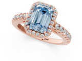 Rose gold Fancy Blue Emerald  Cut Halo Diamond Engagement Ring with Pave Band and Four-Prong Setting_29