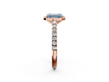 Rose gold Fancy Blue Emerald  Cut Halo Diamond Engagement Ring with Pave Band and Four-Prong Setting_30
