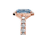 Rose gold Fancy Blue Emerald  Cut Halo Diamond Engagement Ring with Pave Band and Four-Prong Setting_33