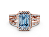 Rose gold Fancy Blue Emerald  Cut Halo Diamond Engagement Ring with Split Shank and Four-Prong Setting_20