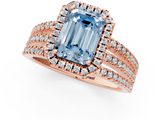 Rose gold Fancy Blue Emerald  Cut Halo Diamond Engagement Ring with Split Shank and Four-Prong Setting_21
