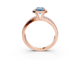 Rose gold Fancy Blue Emerald  Cut Halo Diamond Engagement Ring with Split Shank and Four-Prong Setting_23