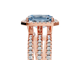 Rose gold Fancy Blue Emerald  Cut Halo Diamond Engagement Ring with Split Shank and Four-Prong Setting_25