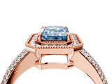 Rose gold Fancy Blue Emerald  Cut Halo Diamond Pave Band with Four-Prong Setting_41