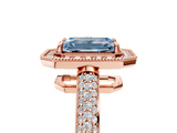 Rose gold Fancy Blue Emerald  Cut Halo Diamond Pave Band with Four-Prong Setting_42